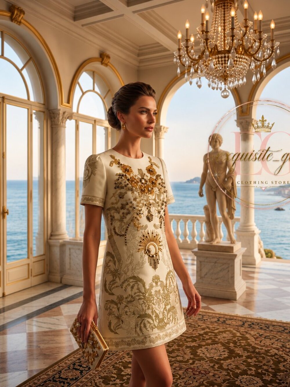 ⚜👑Luxury Embroidery Beaded Cocktail Party Evening Wedding Designer Runway Dress